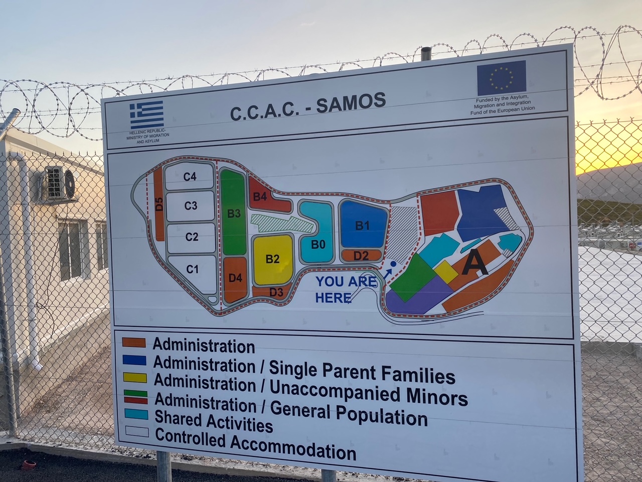 A map showing the Closed Controlles Access Centre of Samos.